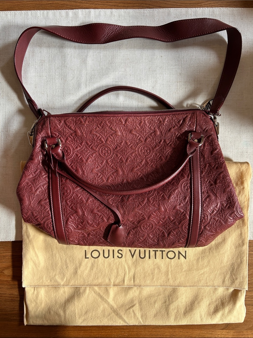 Louis Vuitton Burgundy Embossed Canvas and Leather Shoulder Bag